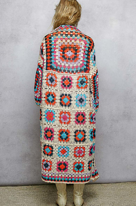 Boho Granny Square Crochet Cardigan