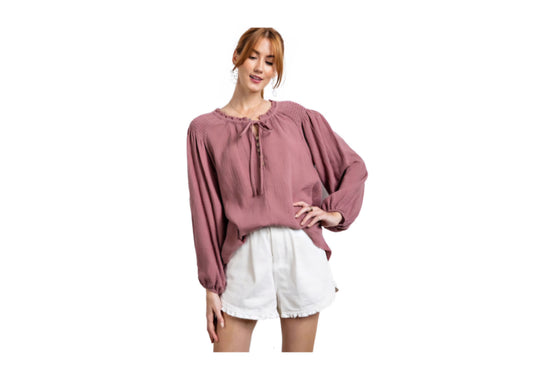 LONG SLEEVE COTTON GAUZE SHIRT