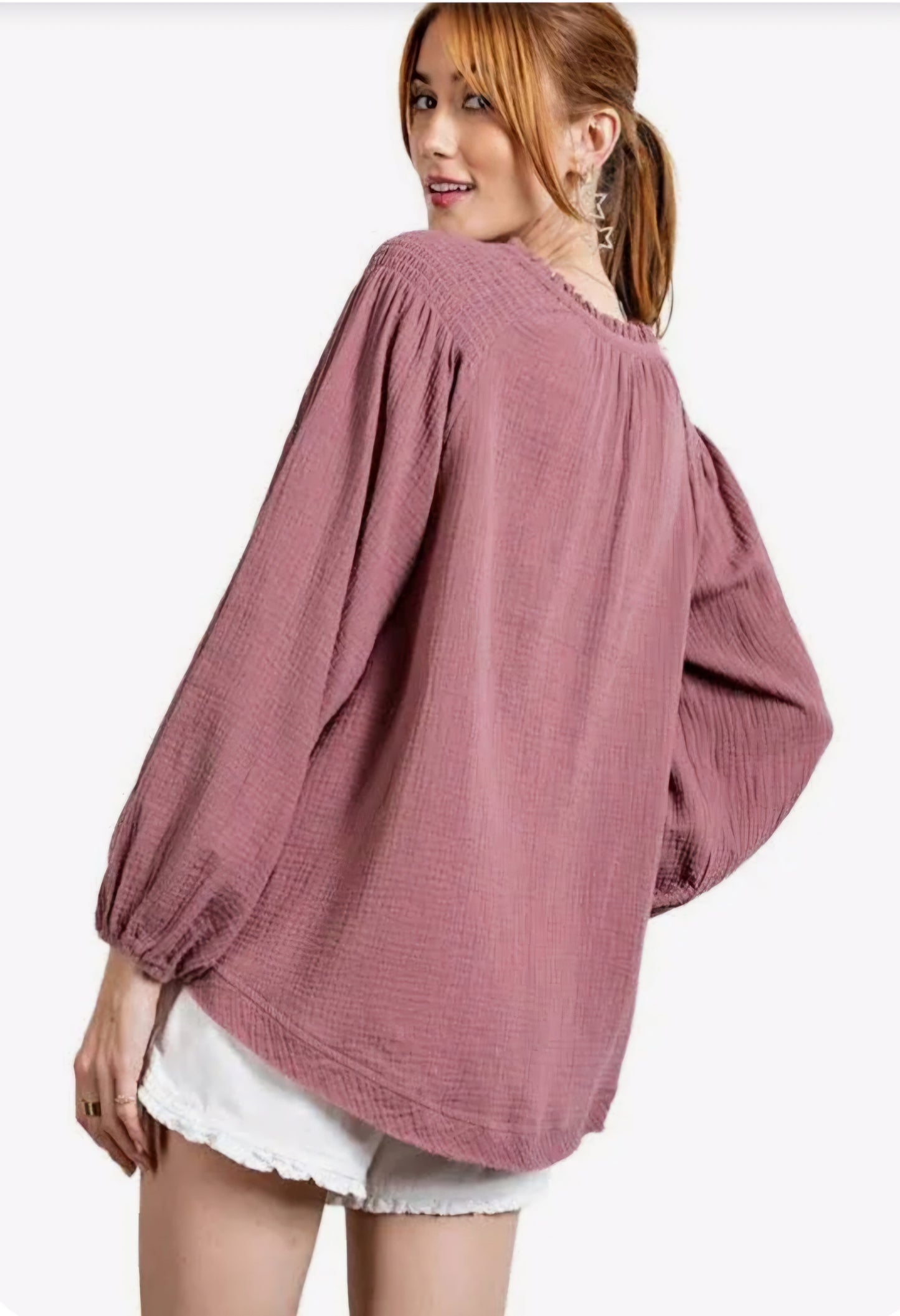 LONG SLEEVE COTTON GAUZE SHIRT