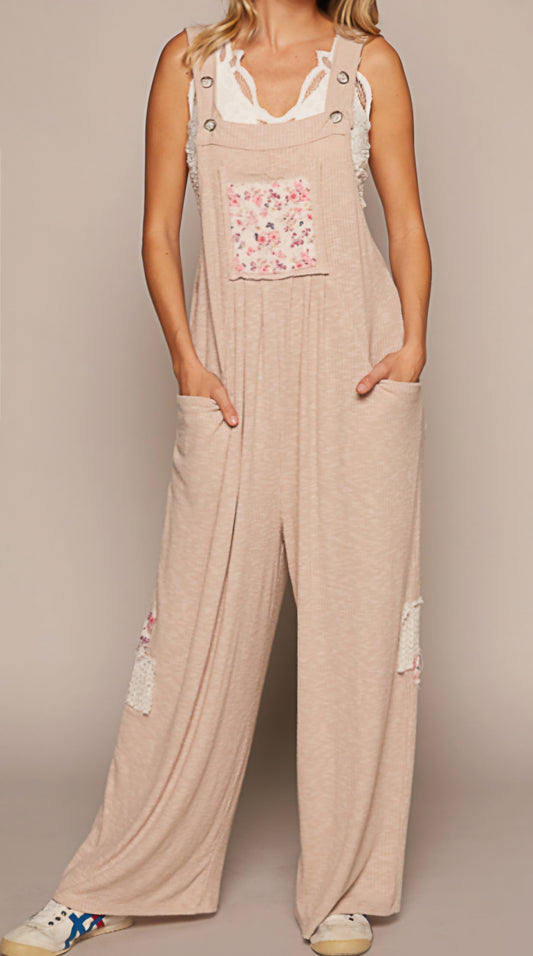 RIBBED JUMPSUIT WITH ADJUSTABLE BUTTON STRAP