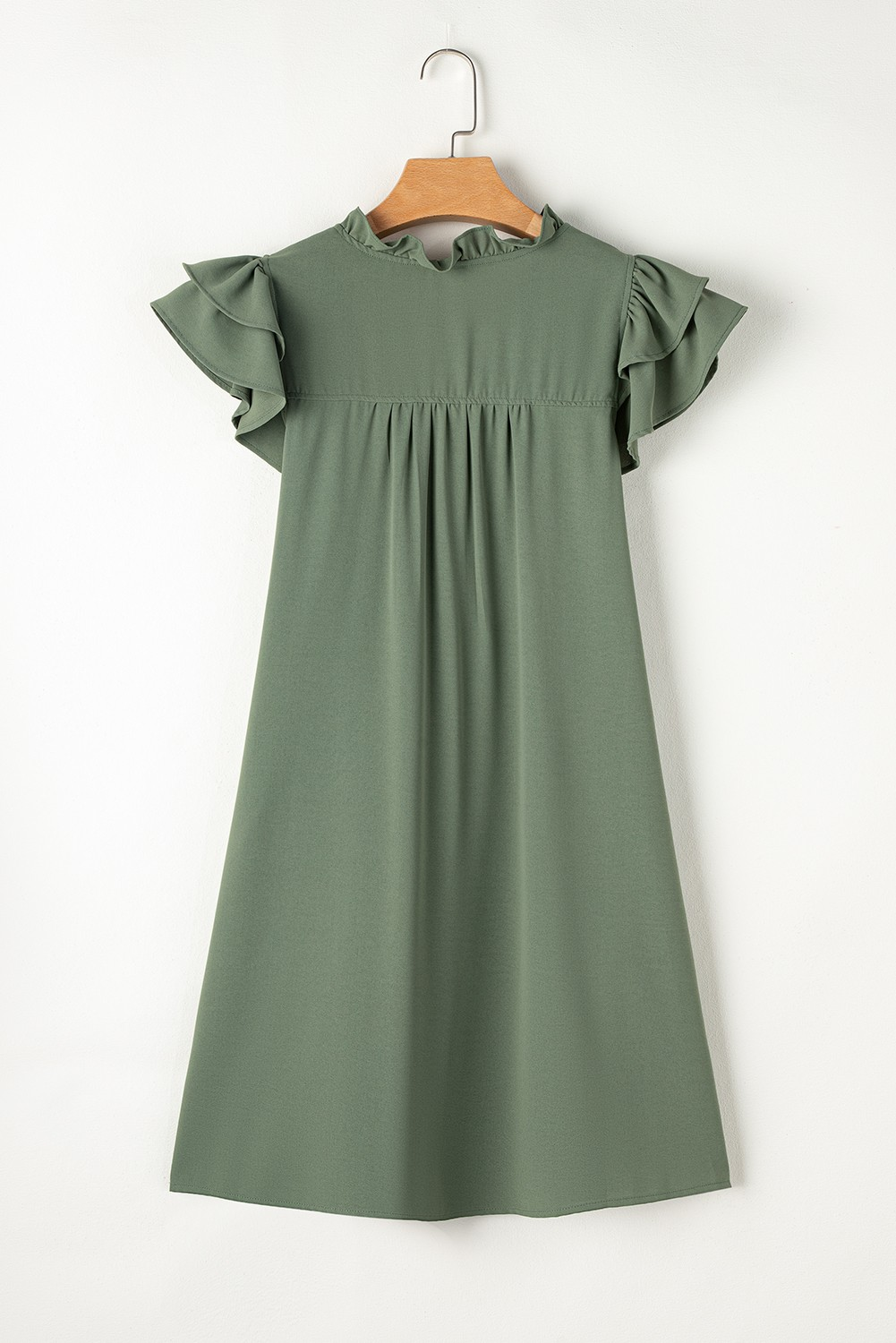 Ruffle Sleeve V Neck Frilled Shift Dress