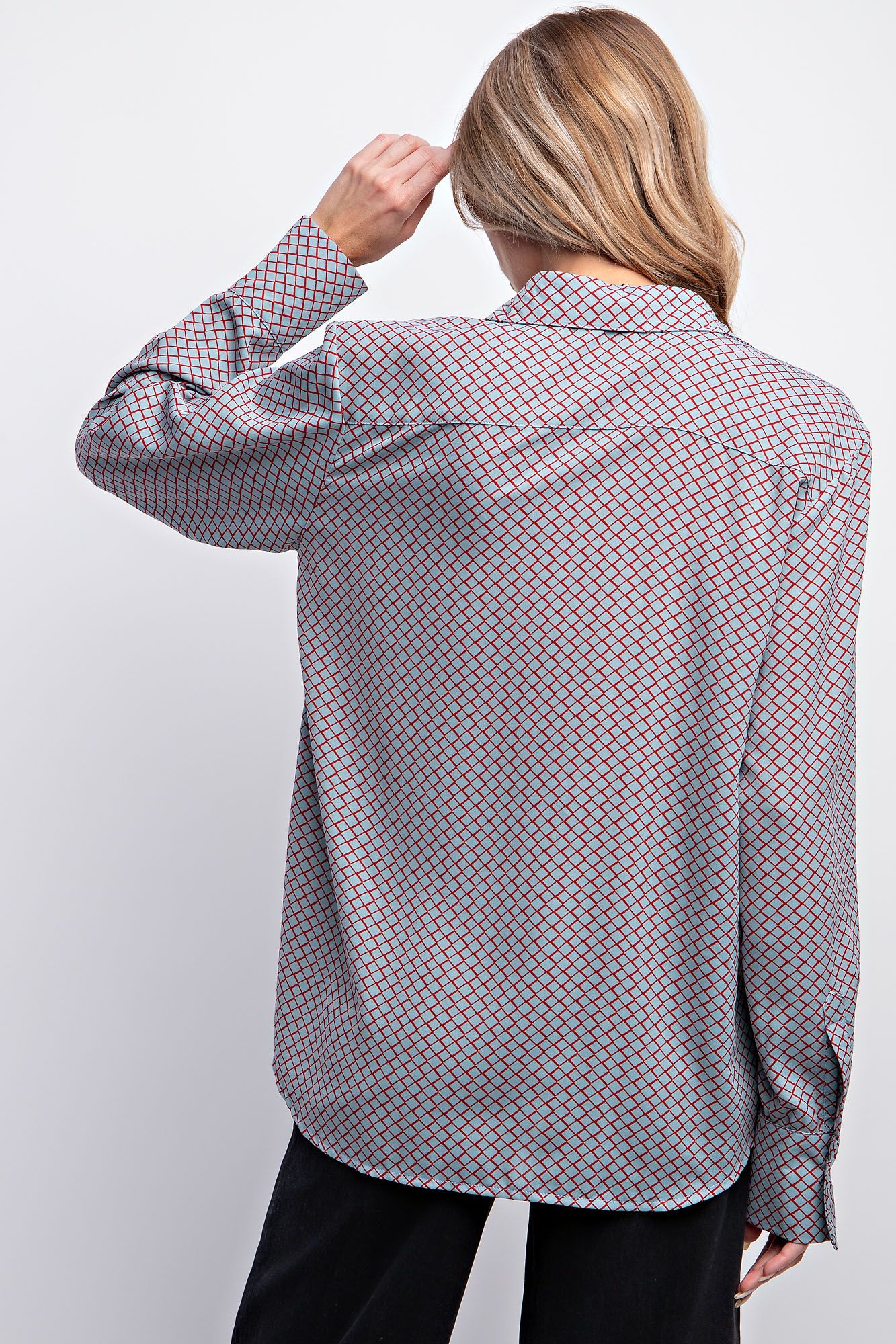 Honeycomb Print Button Down Shirt