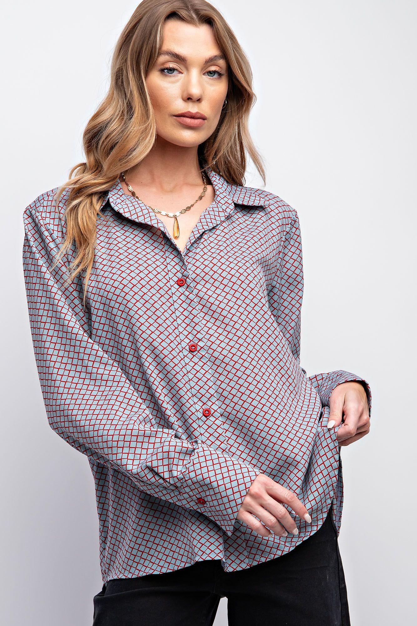 Honeycomb Print Button Down Shirt