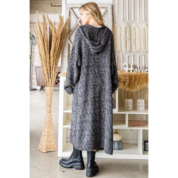 Hooded Long Sleeve Pocket Detail Sweater Cardigan