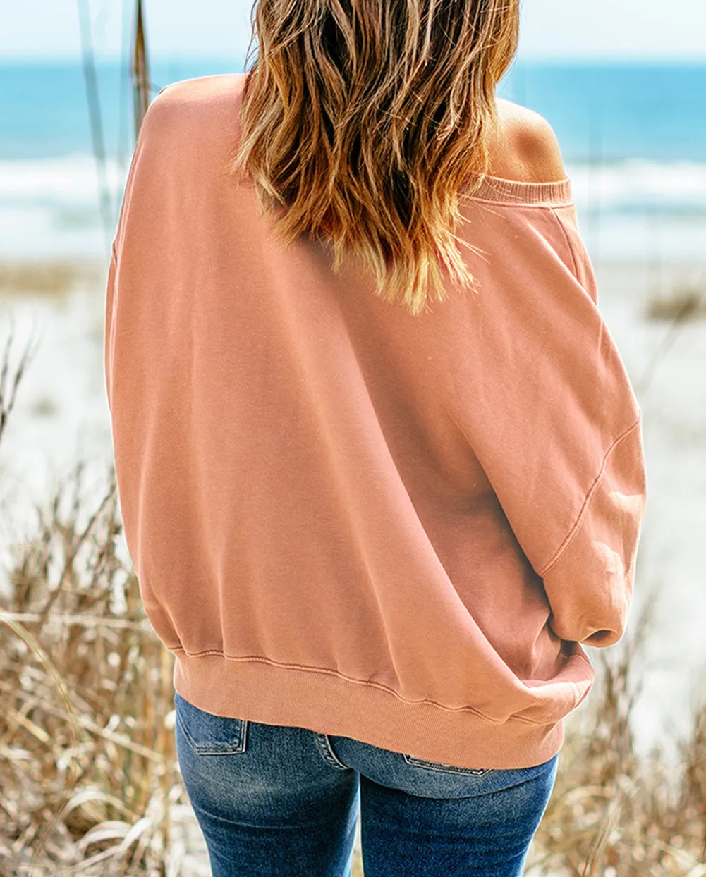 Drop Shoulder Sweatshirt with Kangaroo Pocket