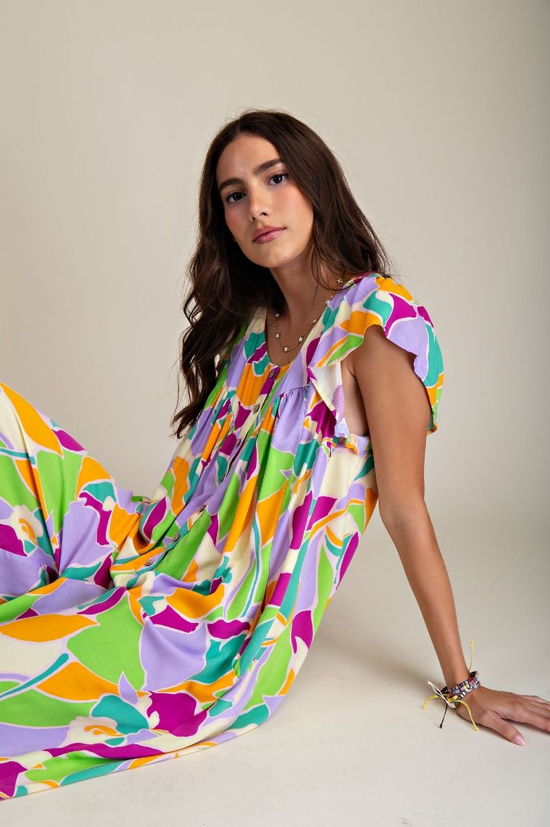 Geo Print Wide Leg Jumpsuit