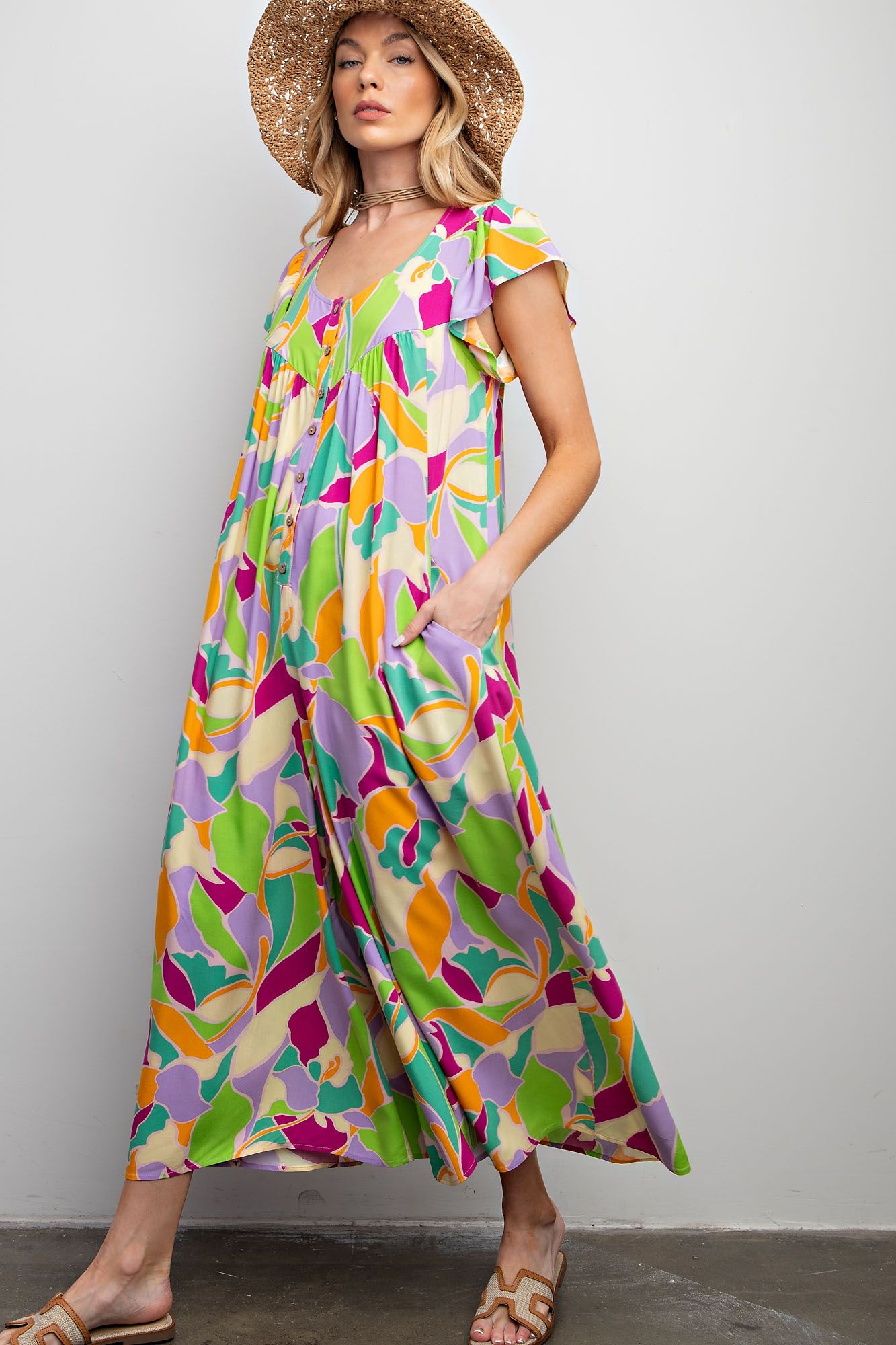 Geo Print Wide Leg Jumpsuit