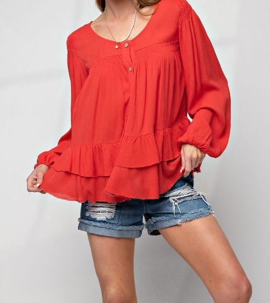 TIERED RUFFLE GAUZE TUNIC