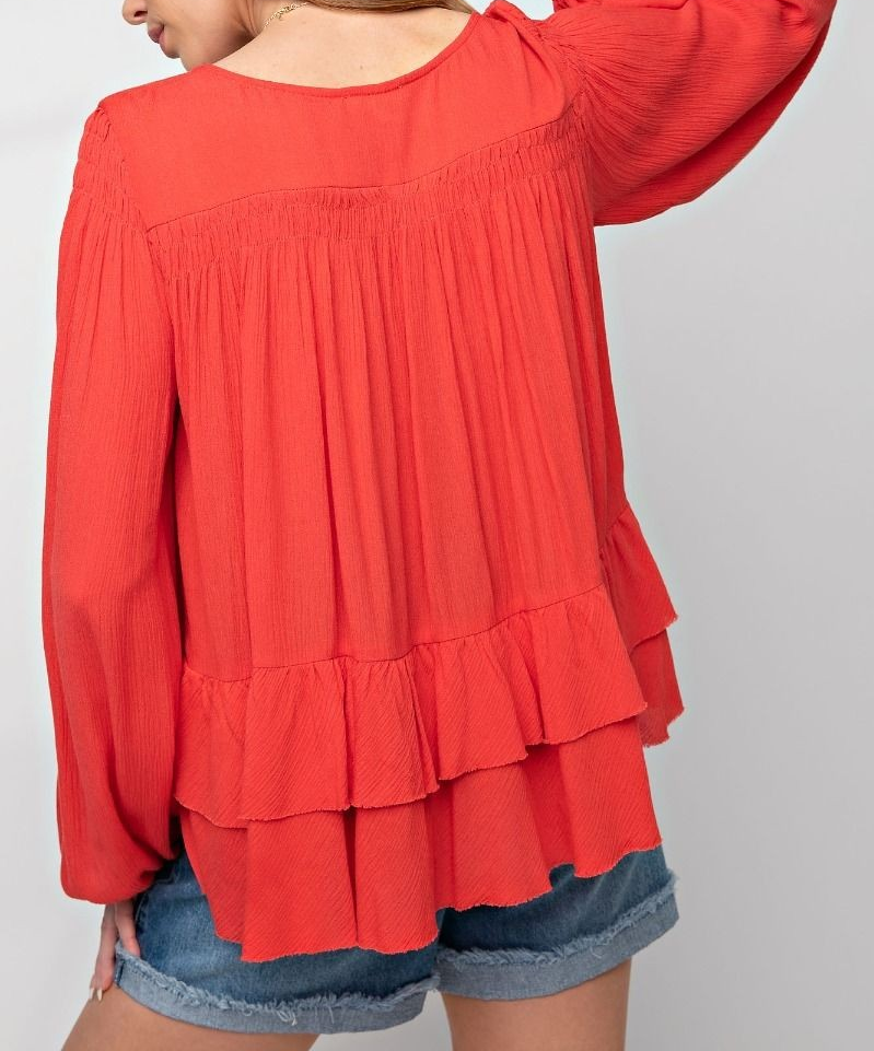 TIERED RUFFLE GAUZE TUNIC