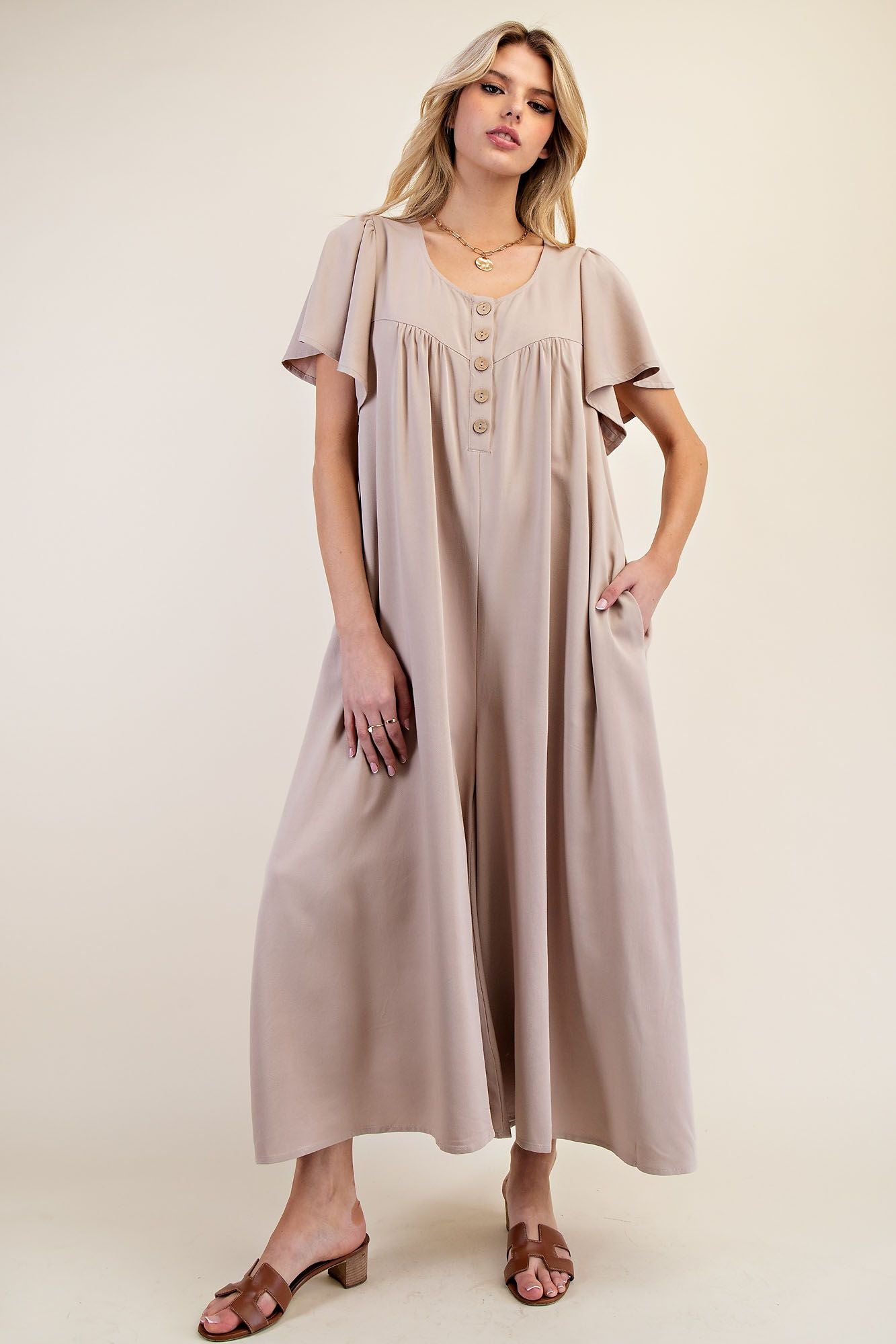 Relaxed Wide-Leg Woven Jumpsuit