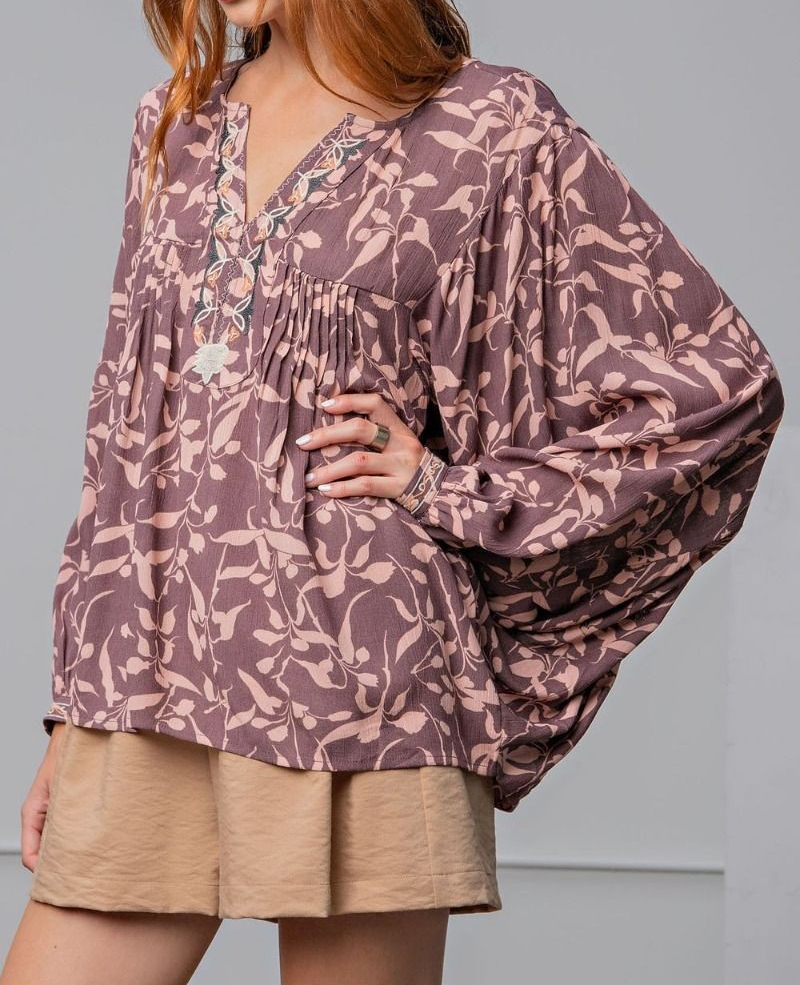 PRINTED GAUZE TOP