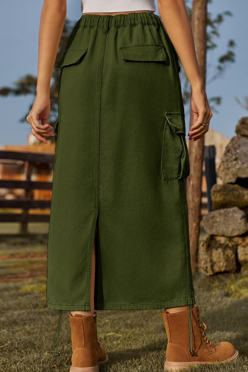 Drawstring Long Length Casual Skirt