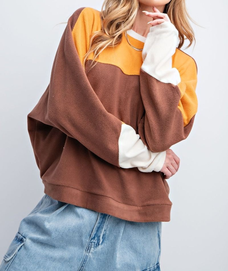 BRUSHED FLEECE LOOSE FIT PULLOVER