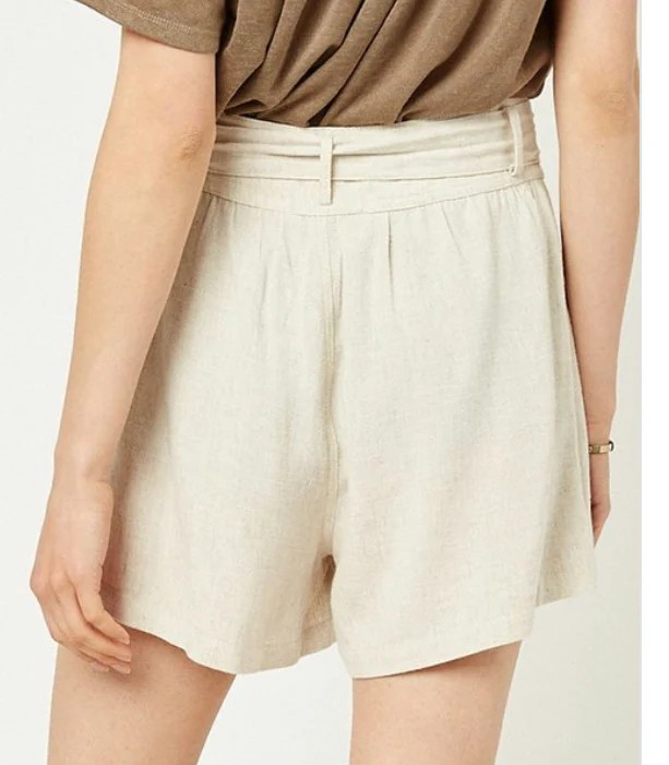 WOMENS LINEN TIE-FRONT SHORTS